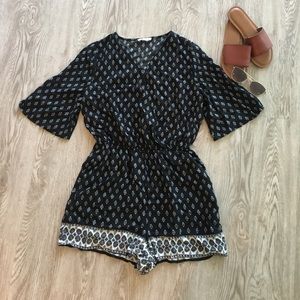 Black Quarter Sleeve Romper